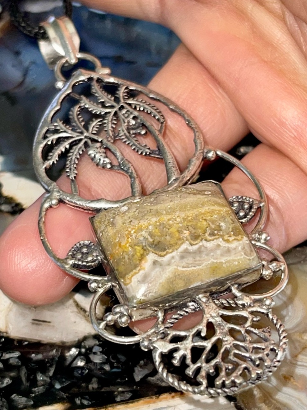 Large Tree of Life Indonesian Bumblebee Jasper Pendant 3 1/2”
